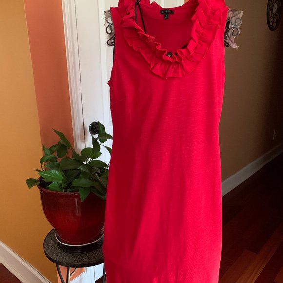 Talbots Red Ruffle Neck Dress - Picture 1 of 6